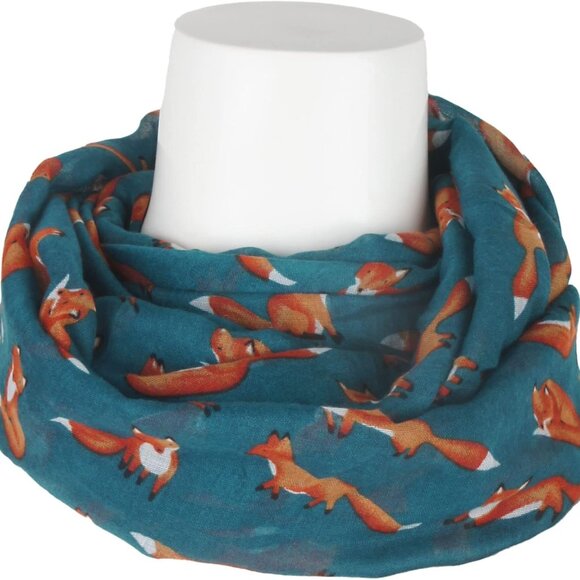 Fall Winter Soft Lightweight Fox Sheer Infinity Scarf for Women - Picture 3 of 5